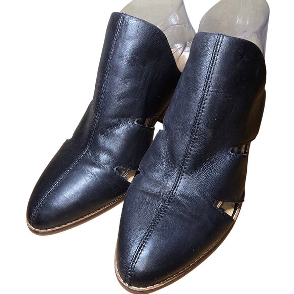 Lucky Brand Orinthia Leather Black Amsterdam Mules Slides Block Heel Size 8.5 M - Picture 3 of 8